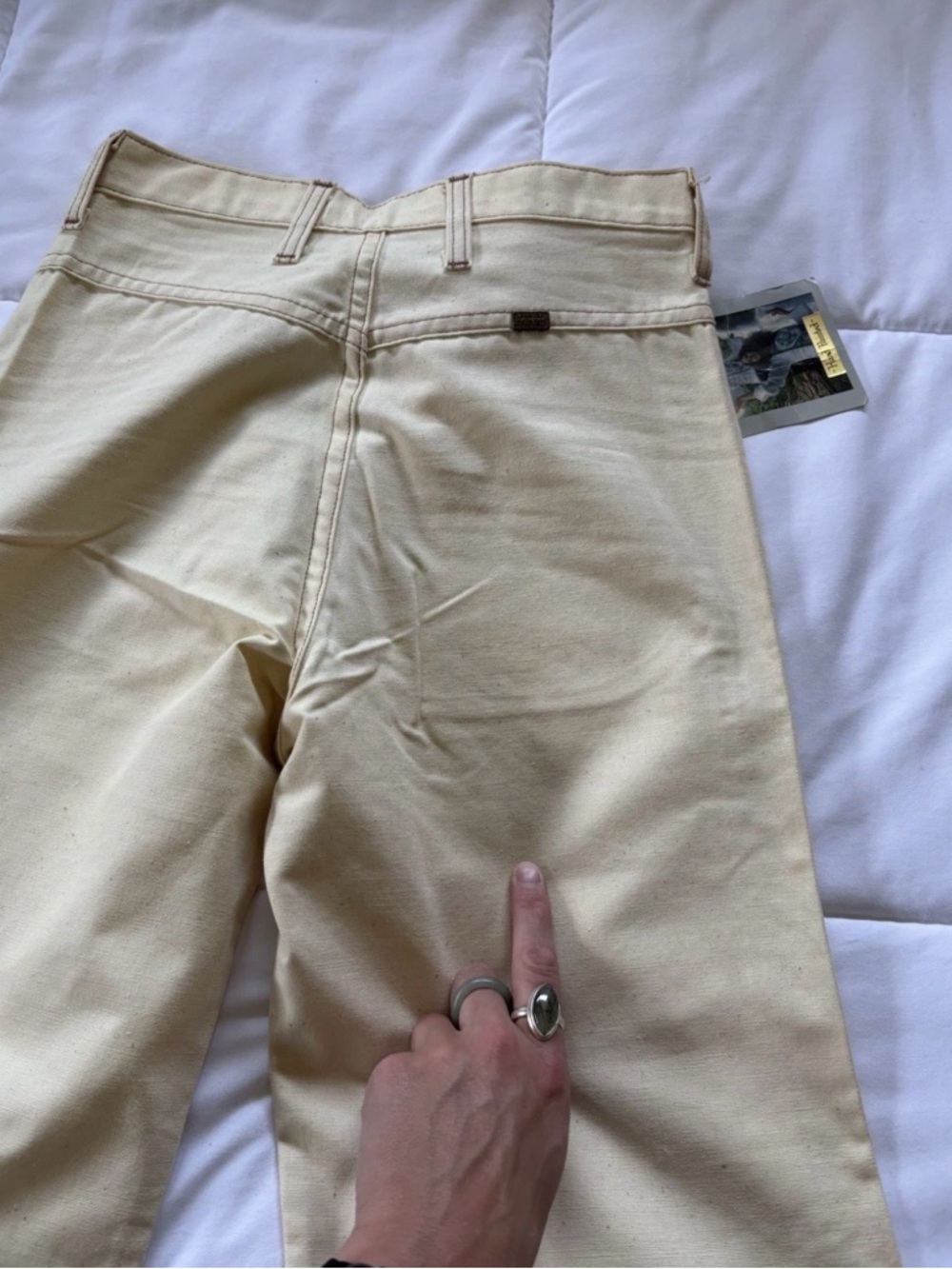 True Vintage 70s Hand Painted Bell Bottom Jeans Rainbow RARE NWT Boho Hippie - Picture 14 of 15